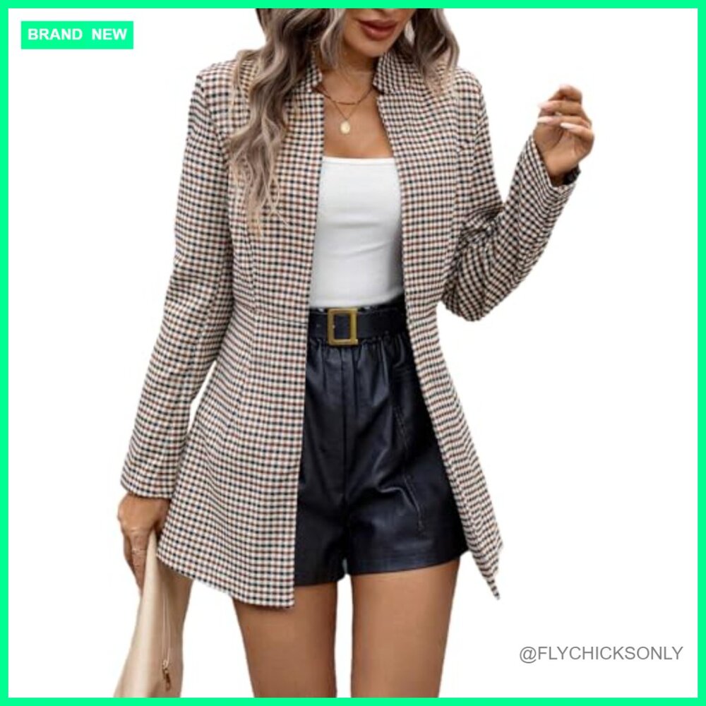 Polyester Blend Long Blazer Jacket Notch Lapel Op… - image 2